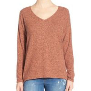 GIBSON Yummy Fleece Hi Lo V-Neck Pullover Top M